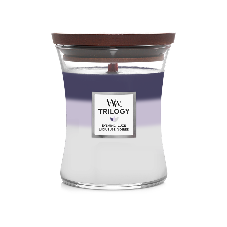 WoodWick Trilogy Evening Luxe — kolekce tří vrstev vůní